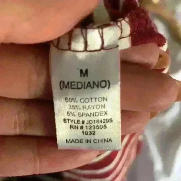 Brand: Heart & Hips
Red and soft white striped short sleeve dress. - Picture 6 of 6